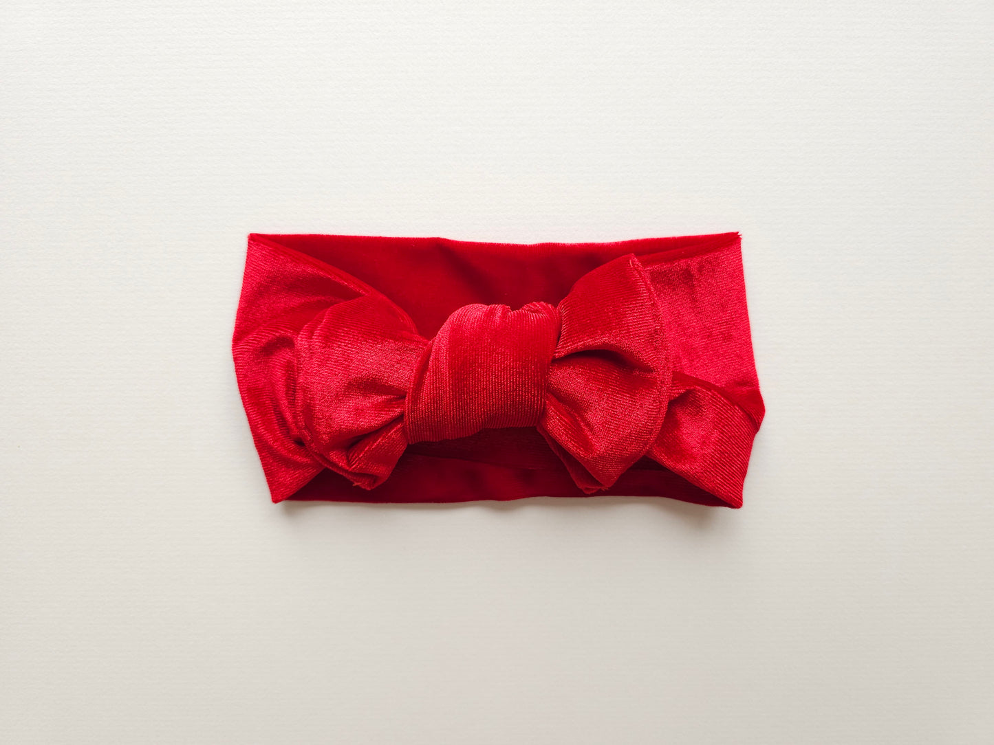 Velvet Headband Bow Red