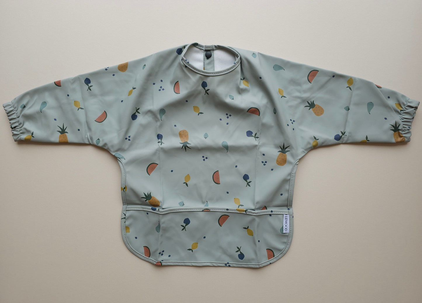 Long Sleeved Weaning Bib Blue Fruit