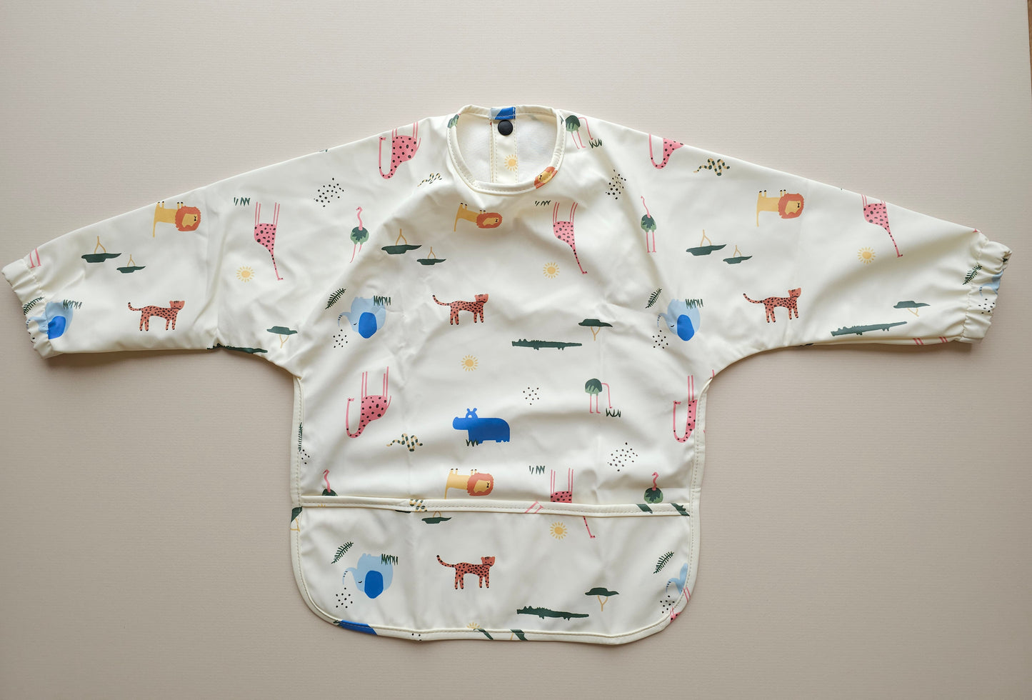 Long Sleeved Weaning Bib Safari Animals