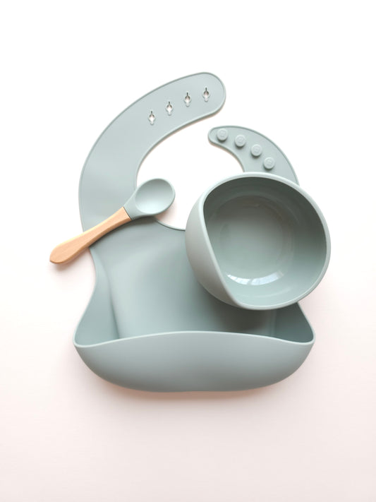 Silicone Bib & Bowl Set Sage