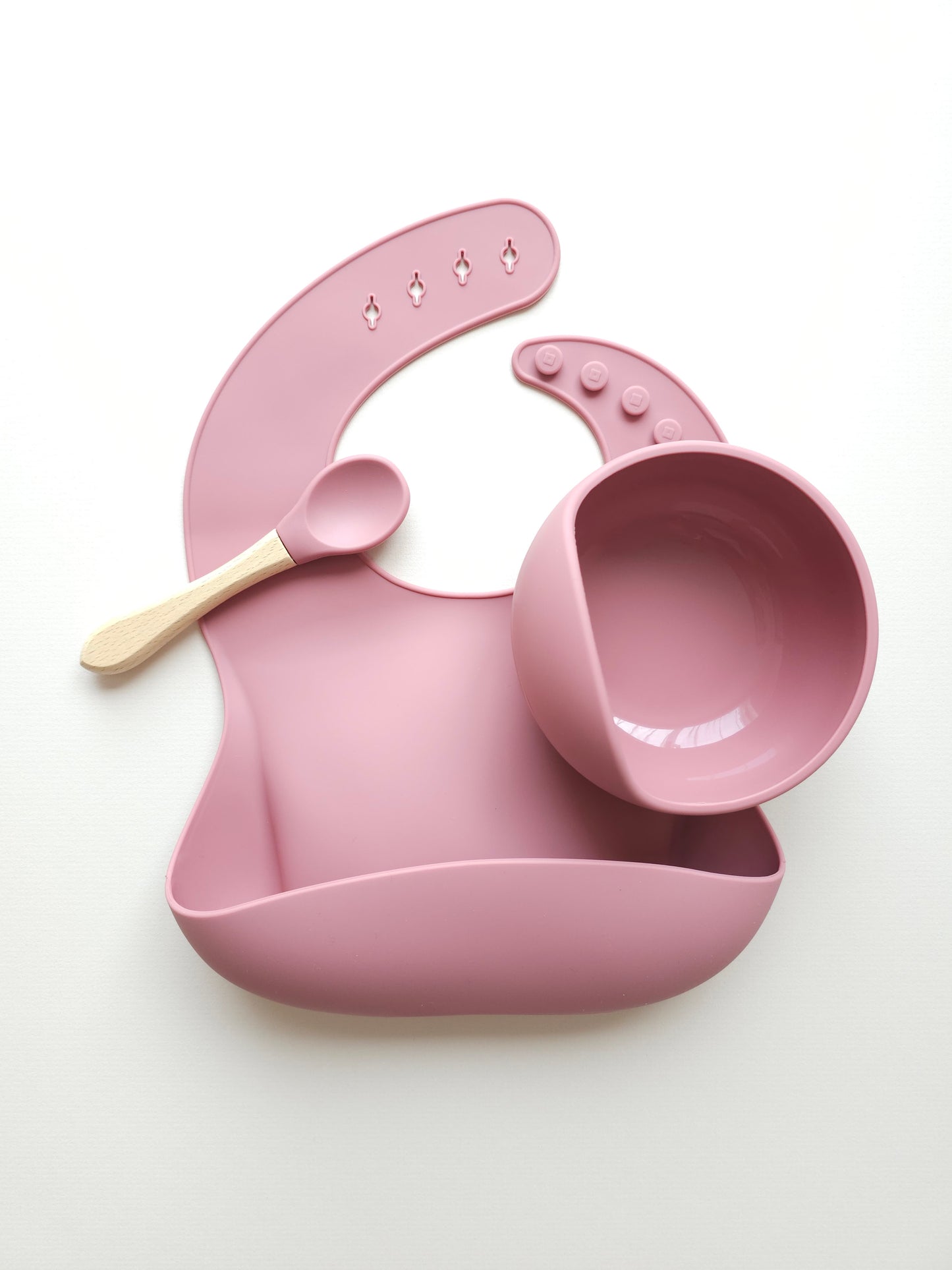 Silicone Bib & Bowl Set Pink