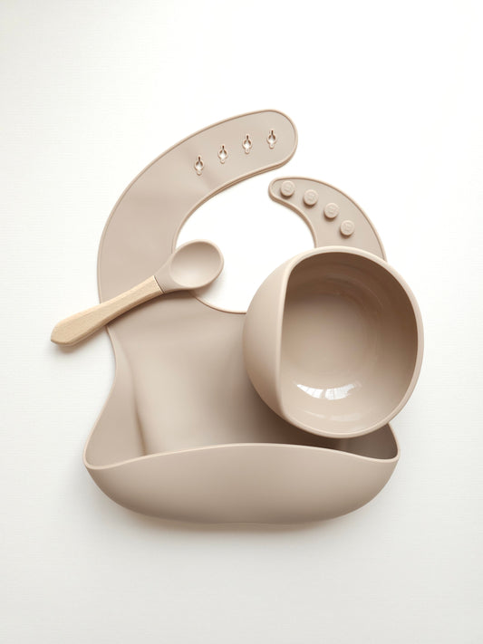 Silicone Bib & Bowl Set Nude