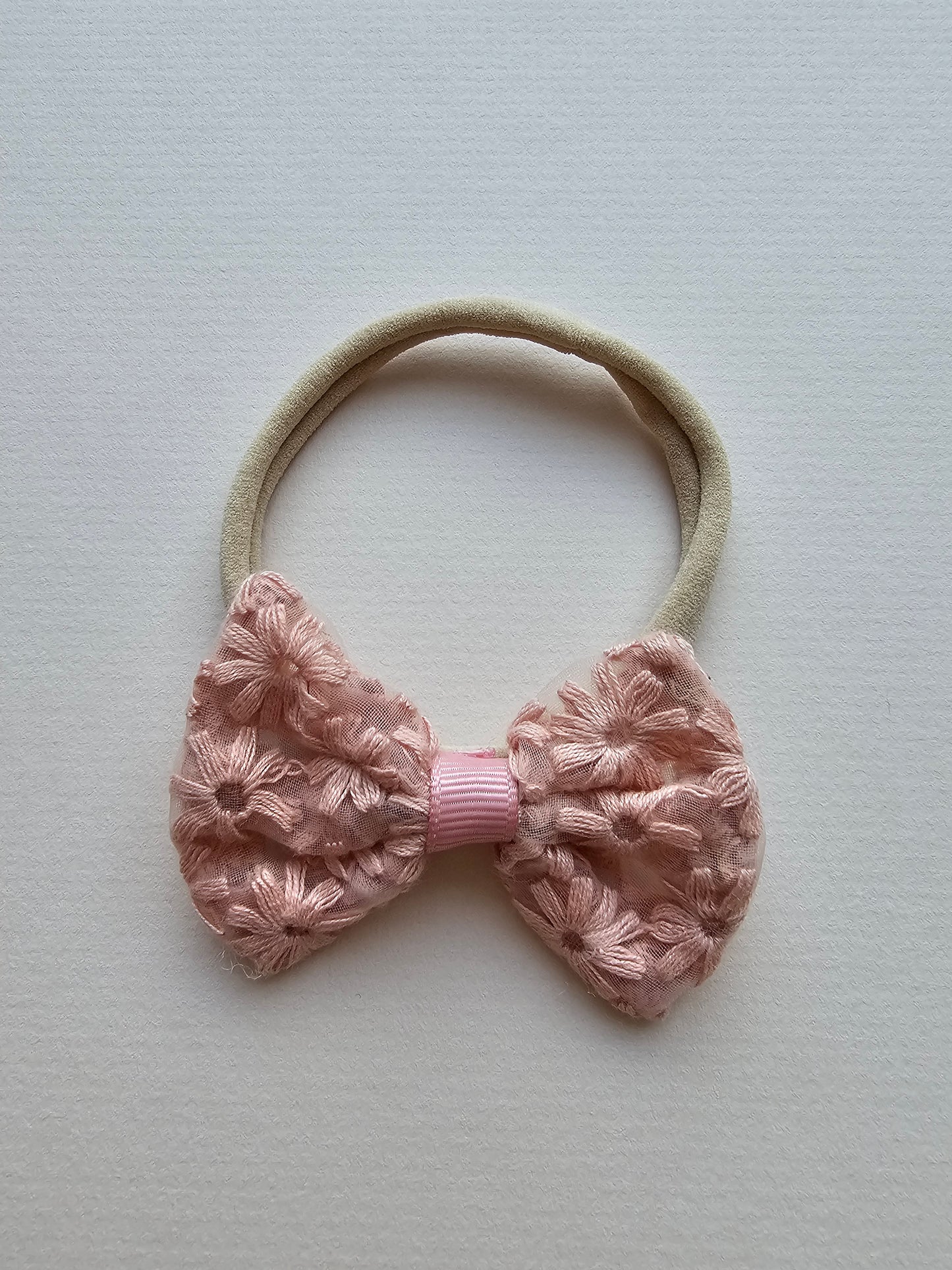 Lace Flower Bow Pink