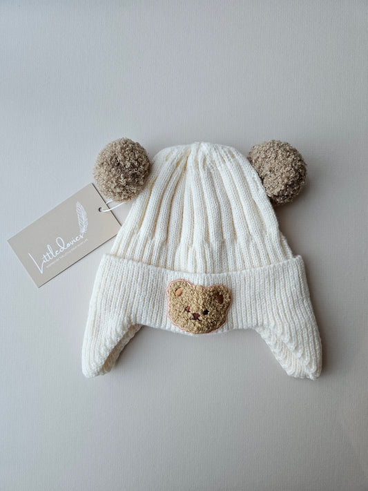 Teddy Knitted Beanie Cream