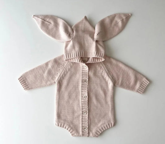 Knitted Bunny Romper | Pink