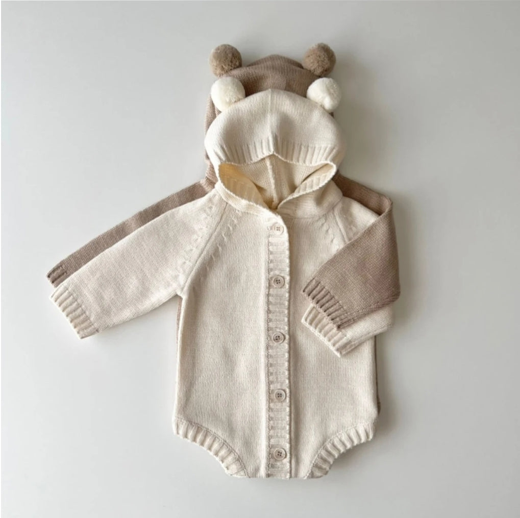 Knitted Teddy Romper | Brown PRE-ORDER