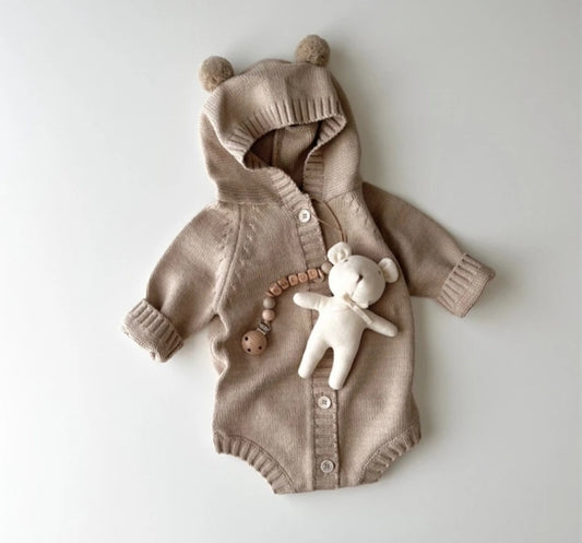 Knitted Teddy Romper | Brown PRE-ORDER