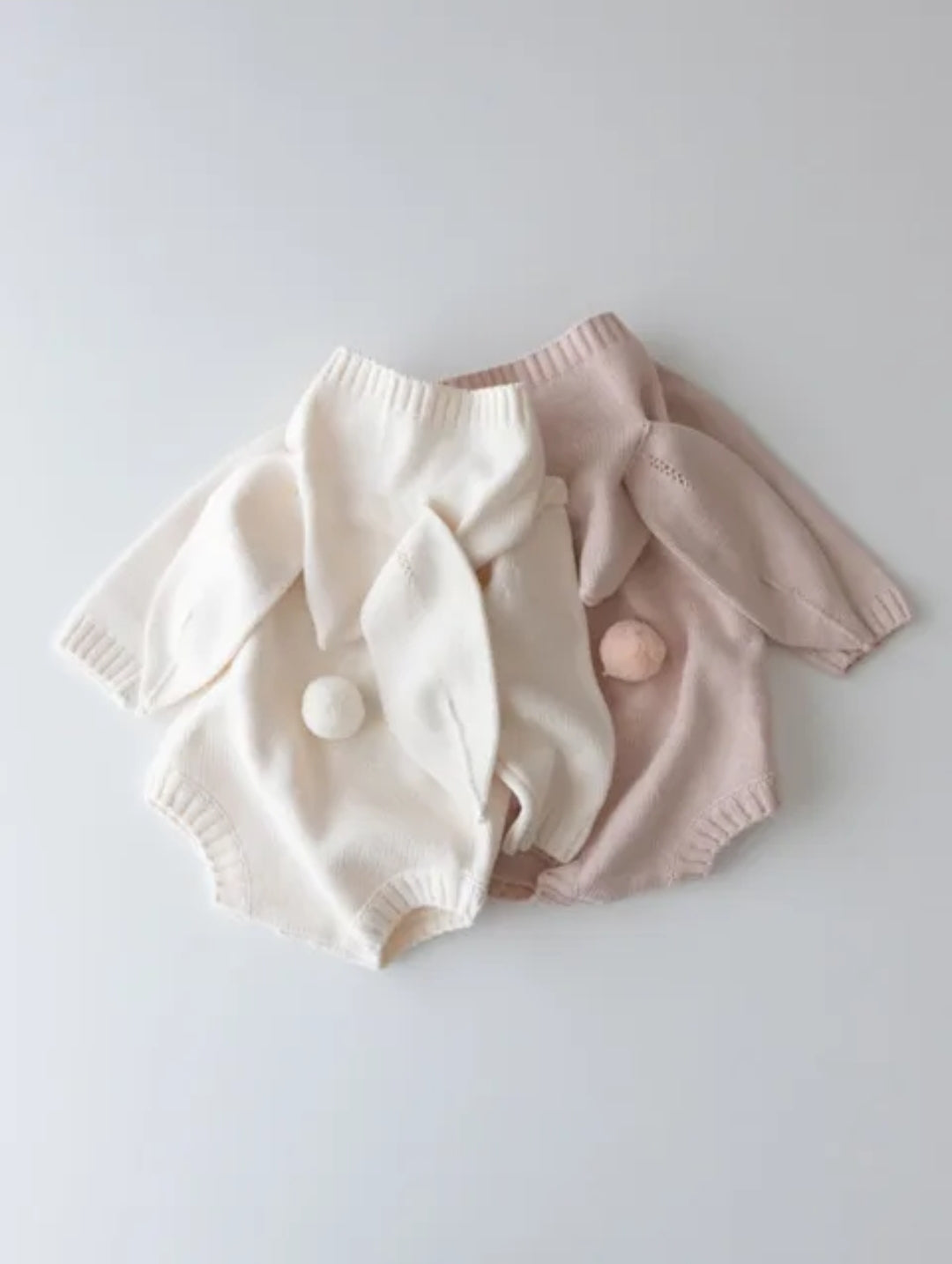 Knitted Bunny Romper | White